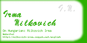 irma milkovich business card